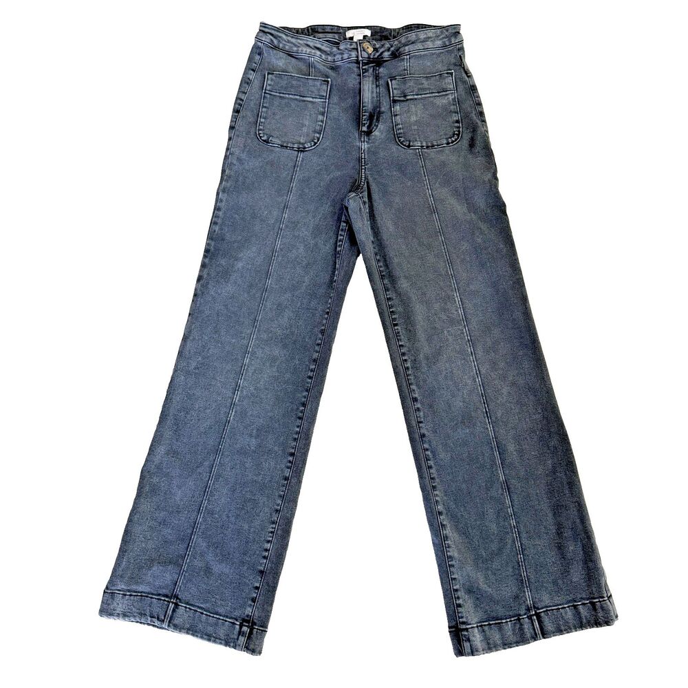 LC Lauren Conrad Super High Rise Wide Leg Jeans Womens 12 Gray Denim SZ 12 Y2K